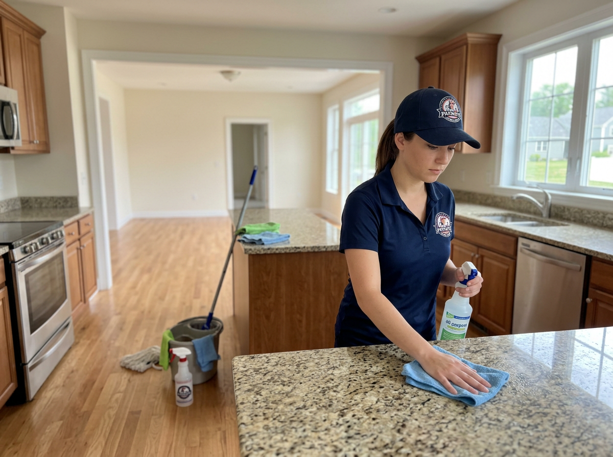 Firefly_Gemini Flash_A professional female cleaner performing a move-in cleaning inside an empty American 10849